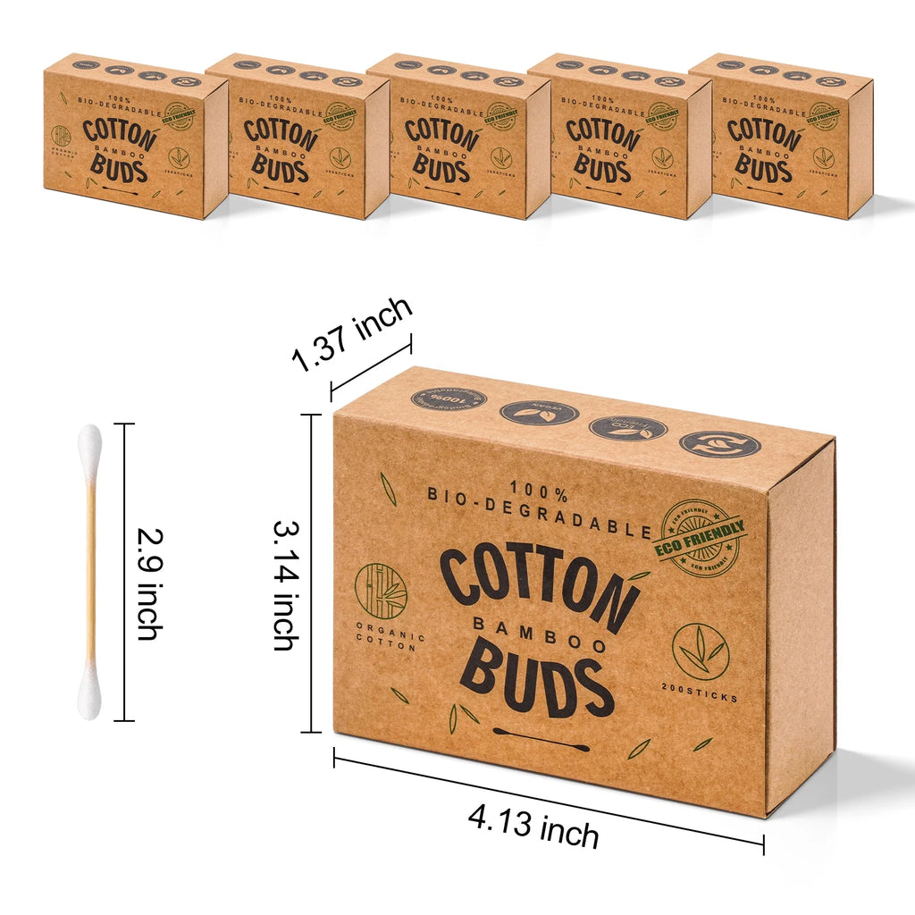 1000 Count Bamboo Cotton Swabs, round Double-Headed Cotton Buds Wooden Sticks for Makeup，Ear Cleaning