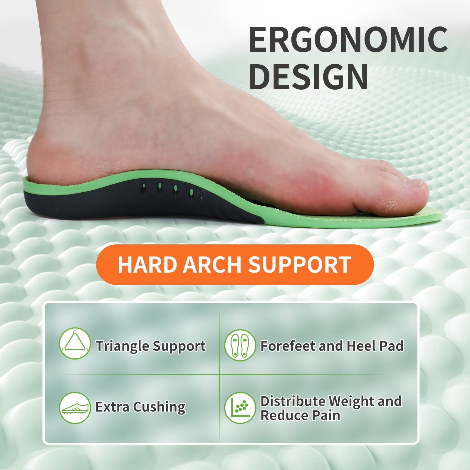 Heavy Duty Support Insole Arch Support , Shoe Insert Orthotics for Flat Feet (Men/ Women, M)