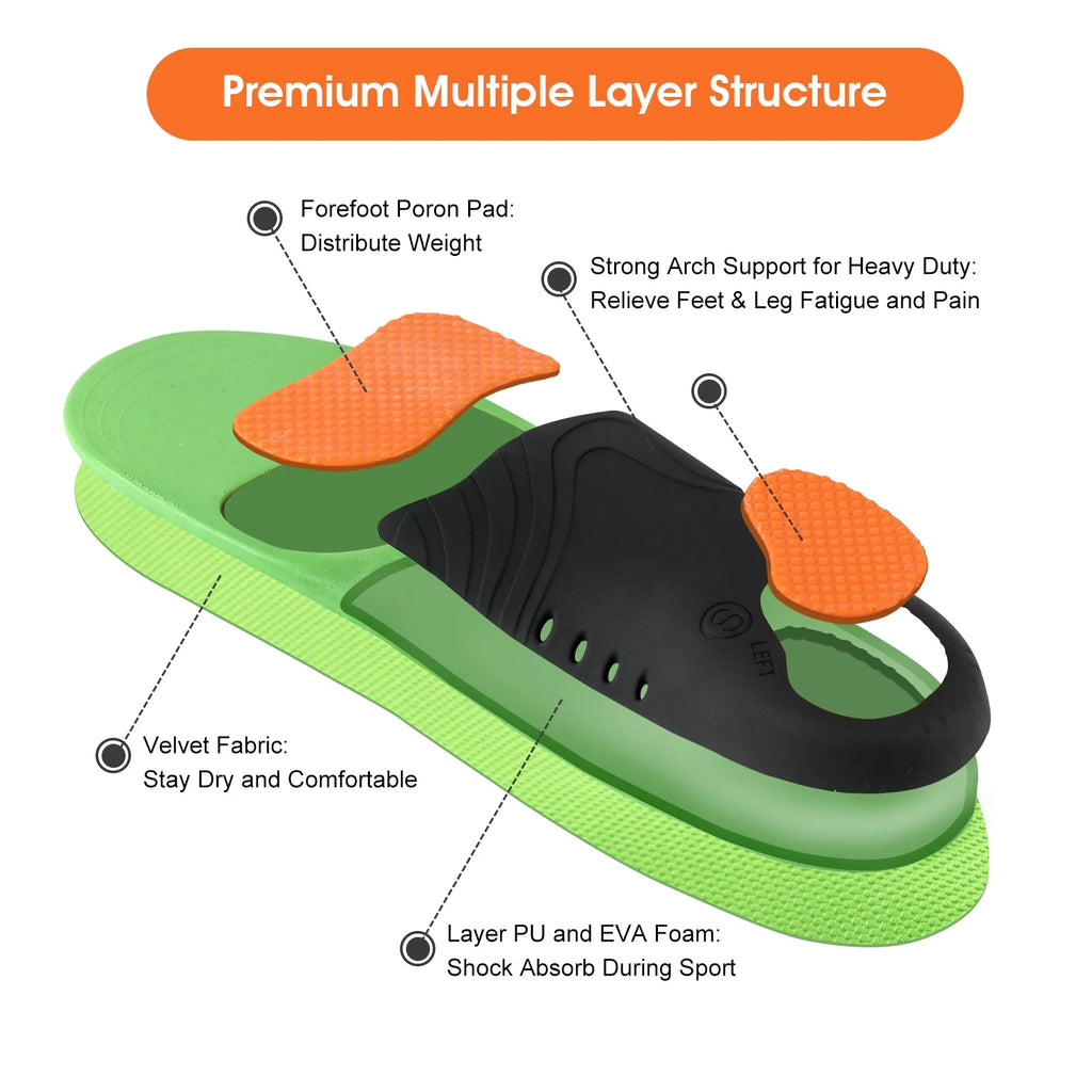 Heavy Duty Support Insole Arch Support , Shoe Insert Orthotics for Flat Feet (Men/ Women, M)