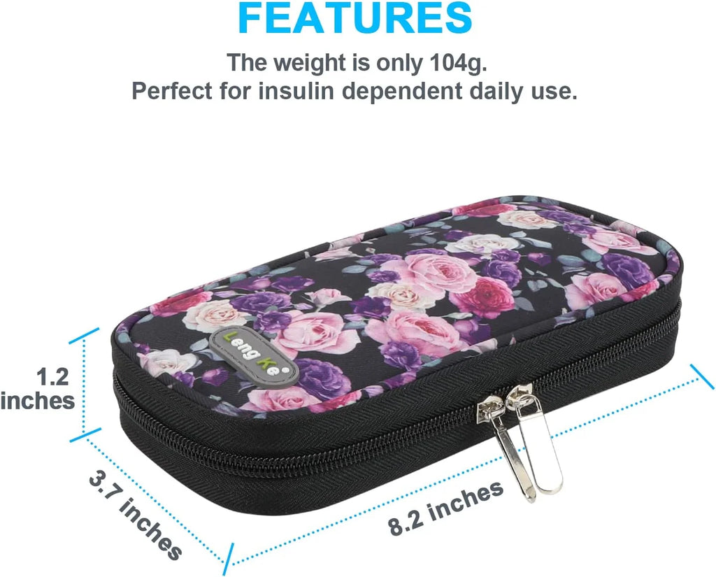 Insulin Cooler Travel Case with 2 TSA Approved Ice Packs - Insulin Pen Cooler Case, Suitable for Diabetic Insulin Bag, Medication for Peptide Case(Purple Pink Rose)