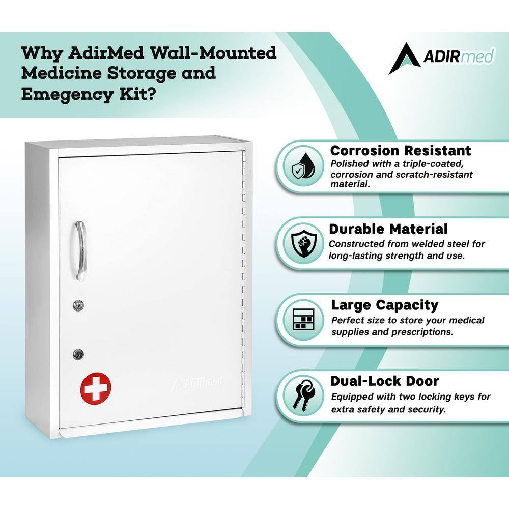 16 In. W X 21 In. H Dual Lock White Surface Mount Medicine Cabinet without Mirror with Pull-Out Shelf