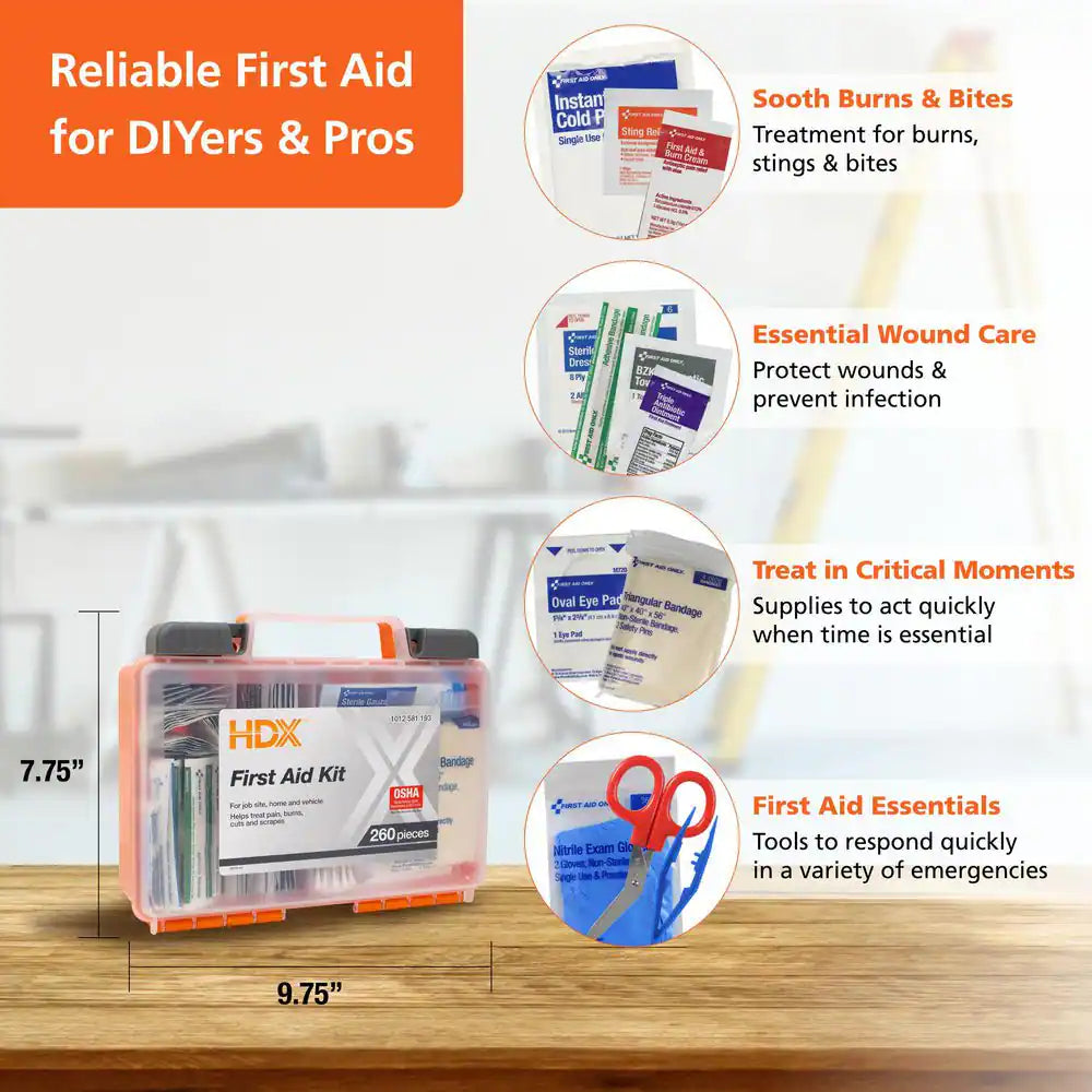 260-Piece OSHA Rated First Aid Kit