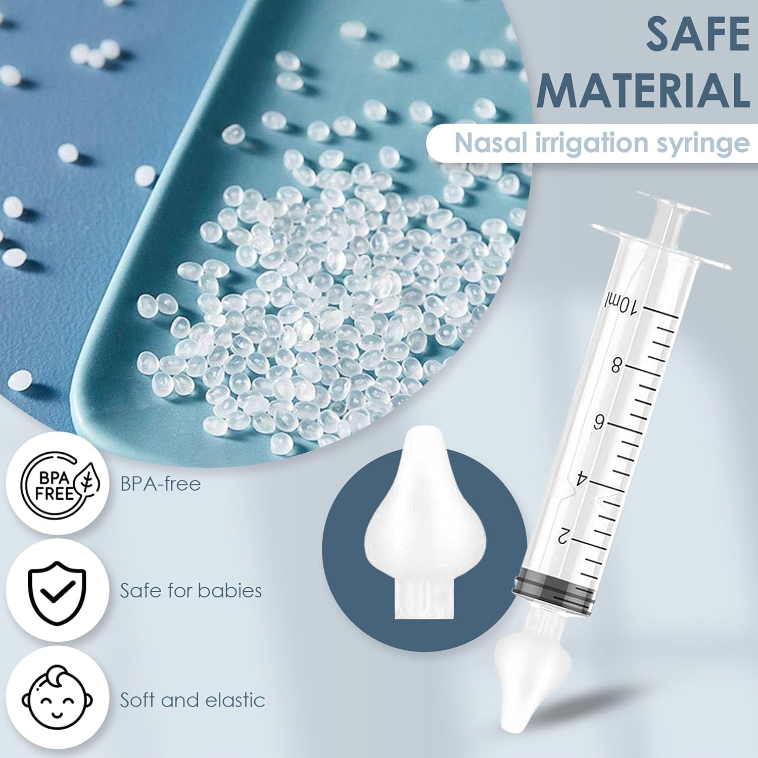 Baby Nasal Syringe (2-Pack) - Safe Silicone Nasal Aspirator for Newborn - Infant