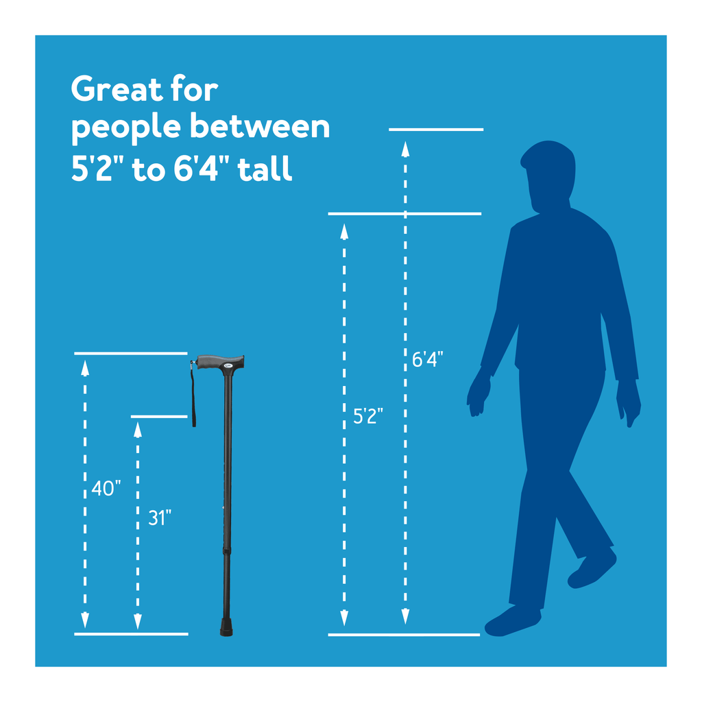Soft Grip Derby Adjustable Walking Cane , Blue, 250 Lb Weight Capacity