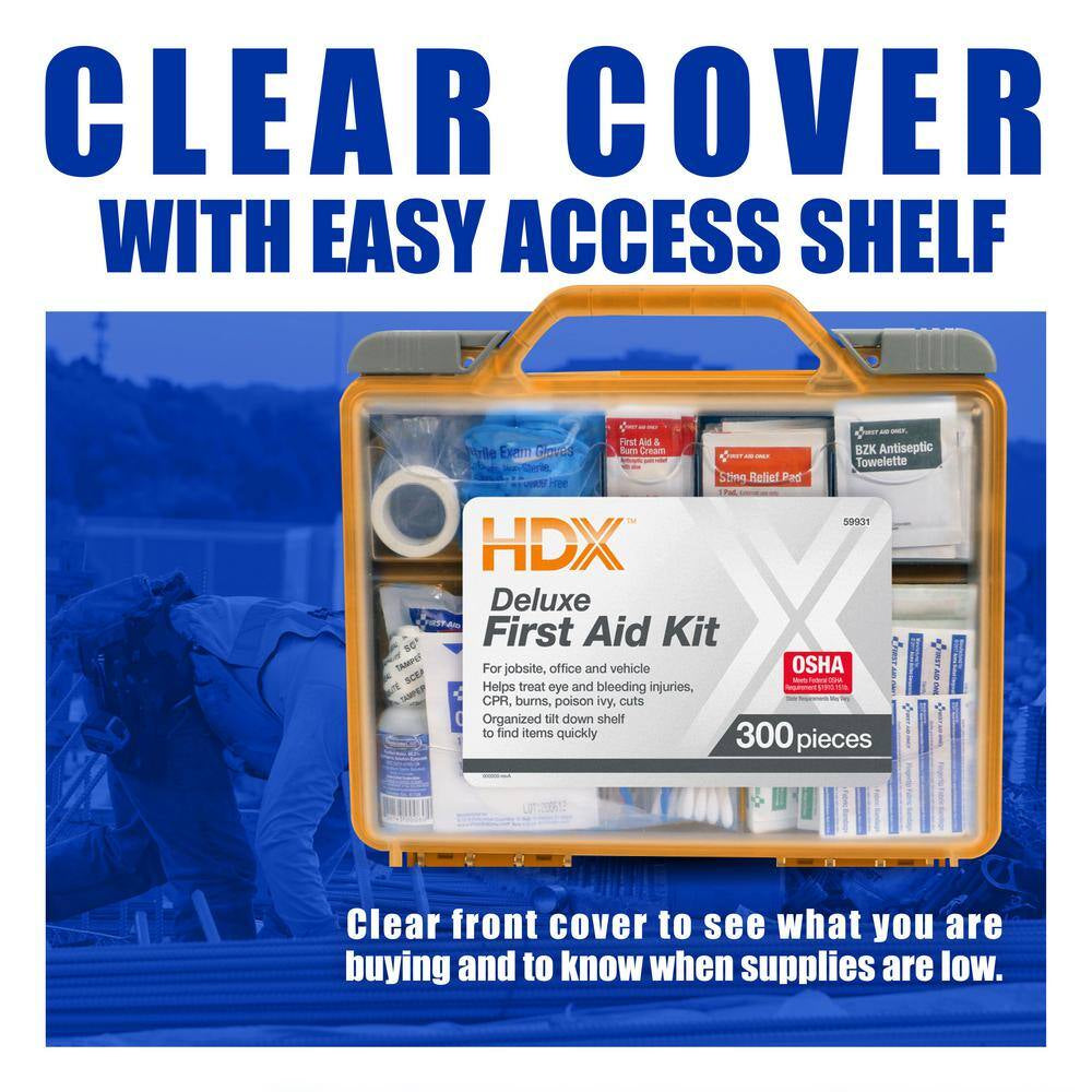 300-Piece Deluxe Clear Front Plastic OSHA First Aid Kit
