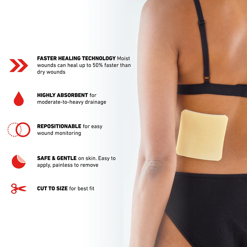 Opti-Heal Silicone Foam Absorbent Pad 4X4, 3CT