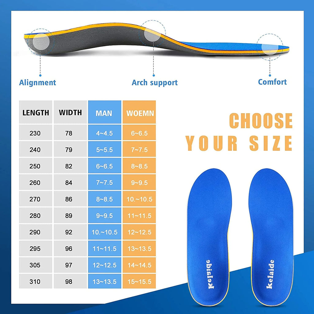 Arch Support Insoles for Plantar Fasciitis,Comfort Orthotic Shoe Inserts for Men Women Flat Foot
