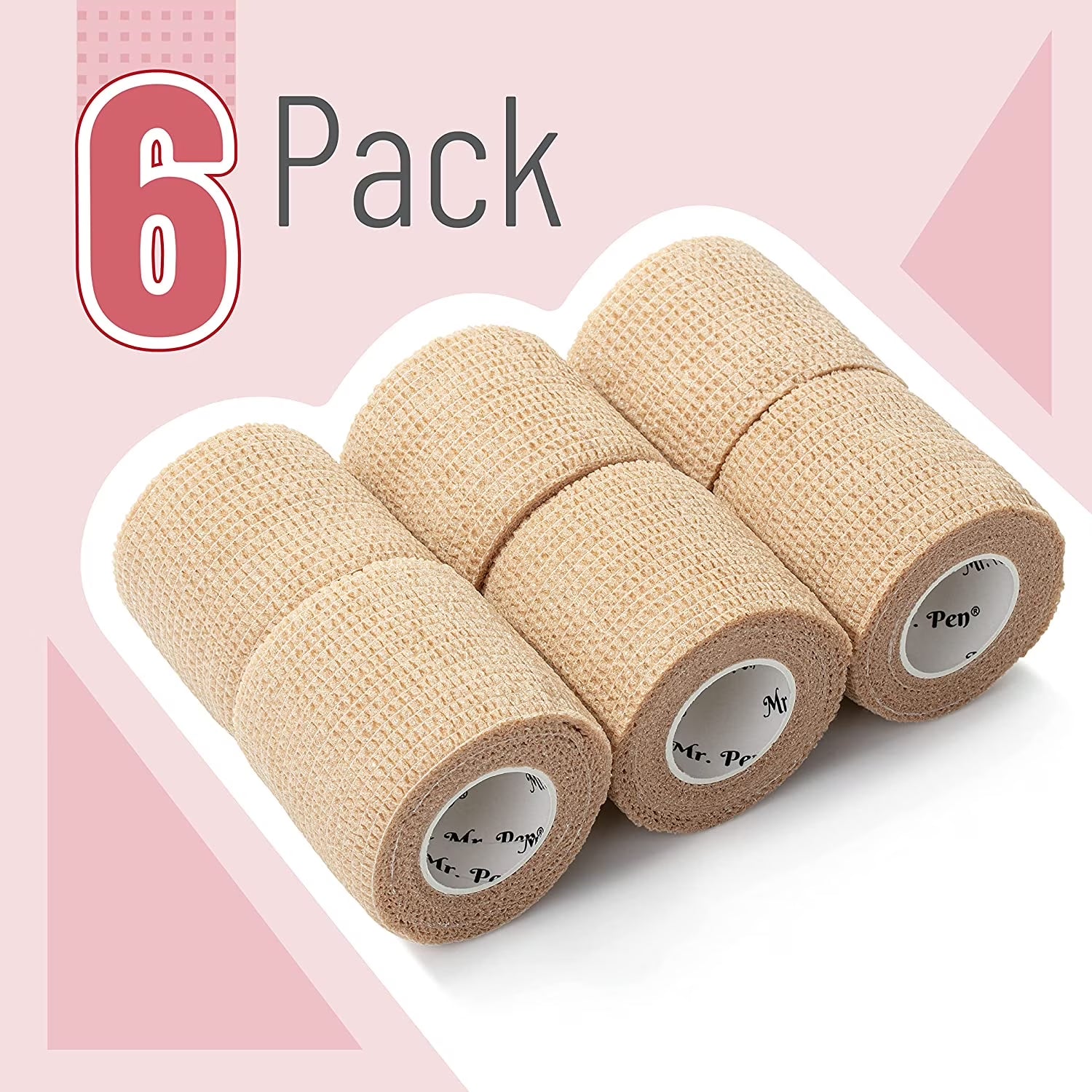 - Self Adhesive Bandage Wrap, 6 Pack, Skin Colored, 2“ X 5 Yards