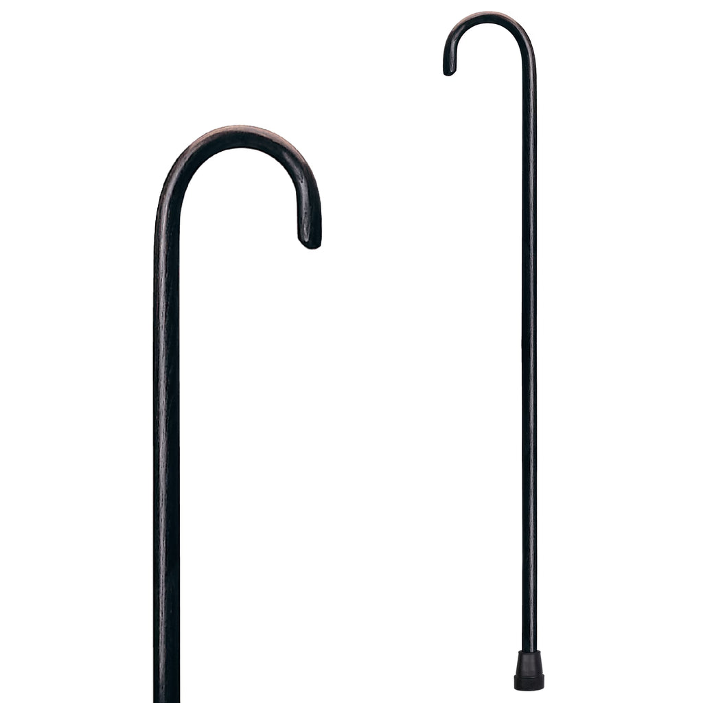 round Handle Wood Cane with Rubber Tip for All Occasions, 36" Height, 250 Lb Capacity, Black
