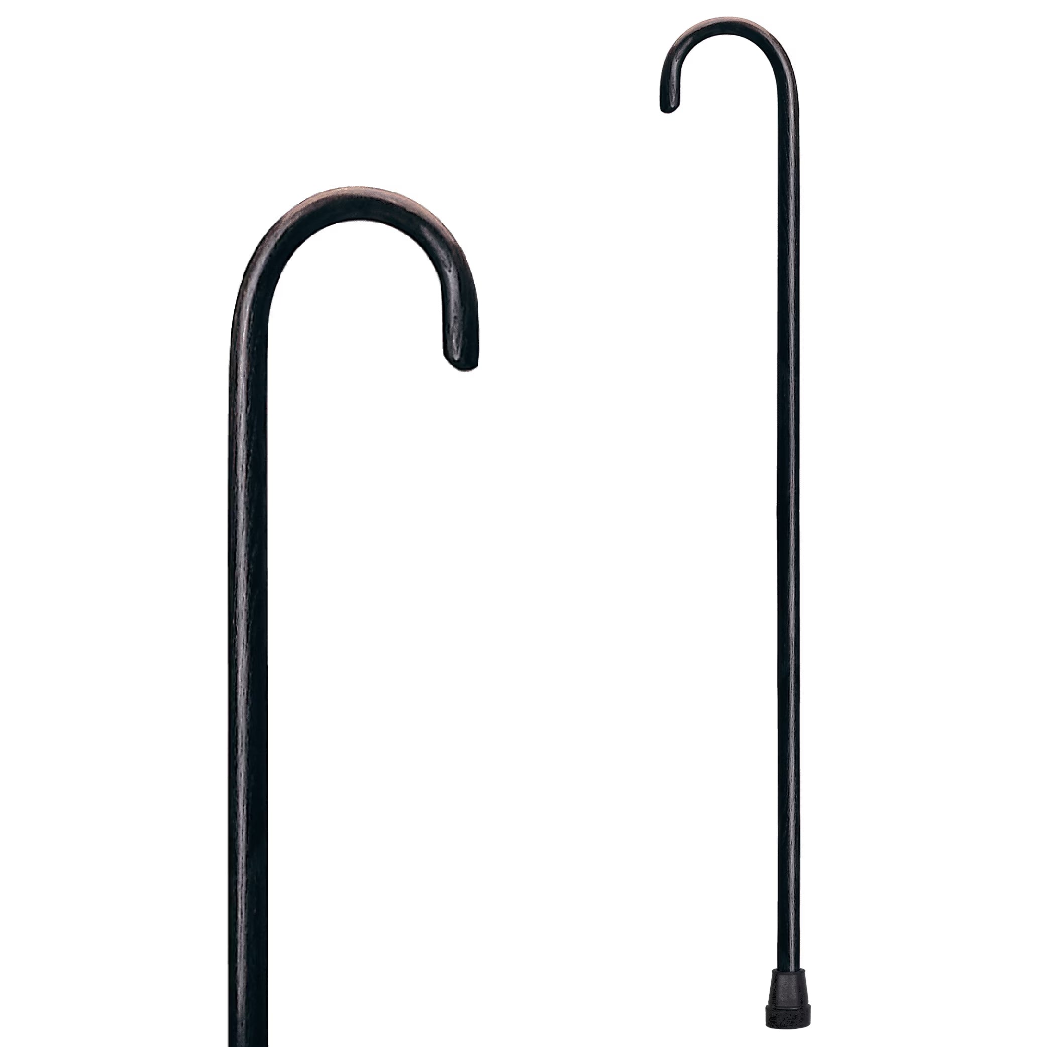 round Handle Wood Cane with Rubber Tip for All Occasions, 36" Height, 250 Lb Capacity, Black