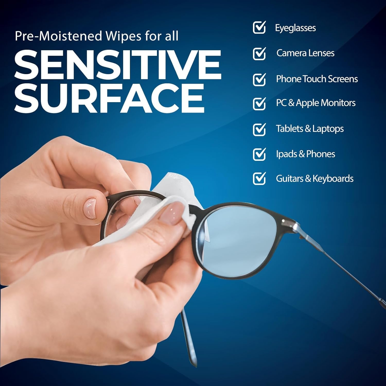 Lens and Screen Cleaning Wipes for Eyeglasses, Devices, Anti-Fog, Anti-Static, P