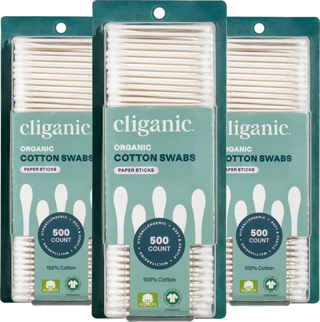 Organic Cotton Swabs, Hypoallergenic Ear Swabs for Travel Size Toiletries, 1500 Count
