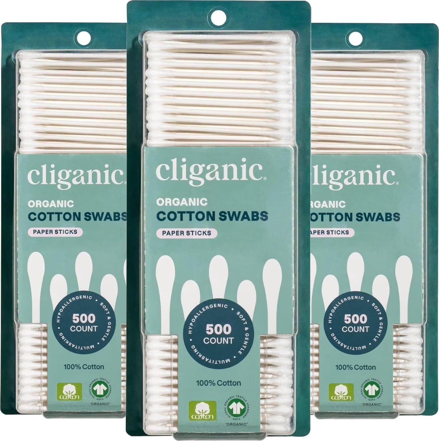 Organic Cotton Swabs, Hypoallergenic Ear Swabs for Travel Size Toiletries, 1500 Count