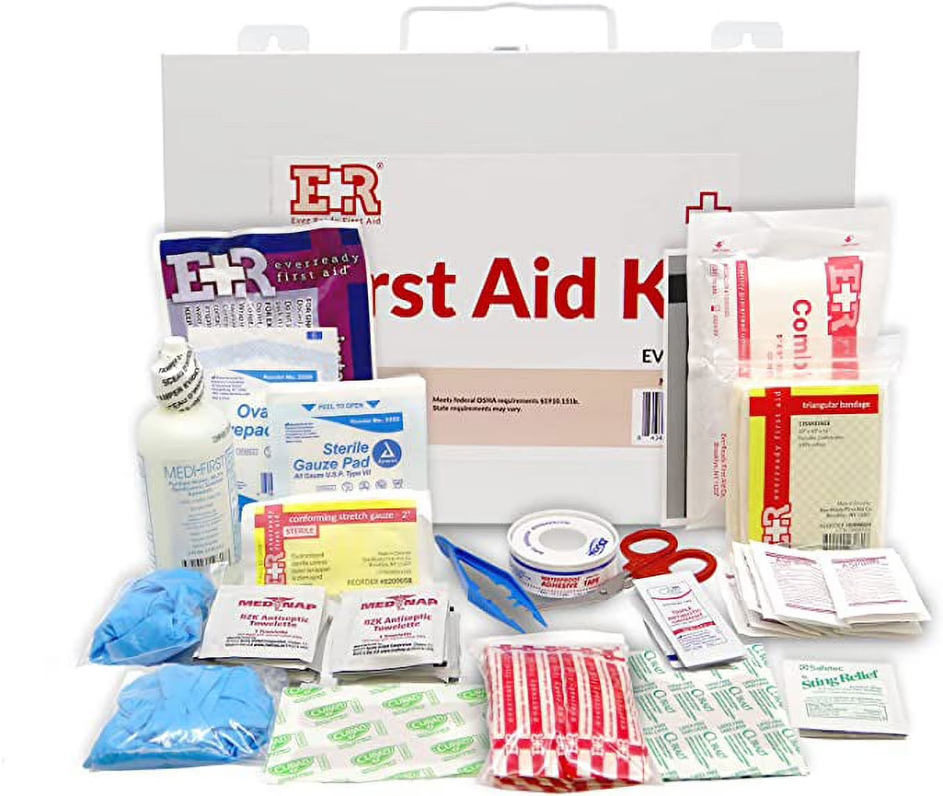 107 Piece 25 Person First Aid Kit with Plastic Case, OSHA Compliant