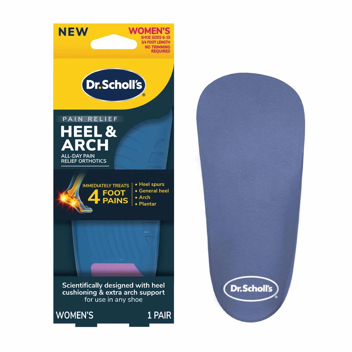 Heel & Arch Pain Relief Orthotics for Women, Size 6-10