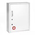 16 In. W X 21 In. H Dual Lock White Surface Mount Medicine Cabinet without Mirror with Pull-Out Shelf
