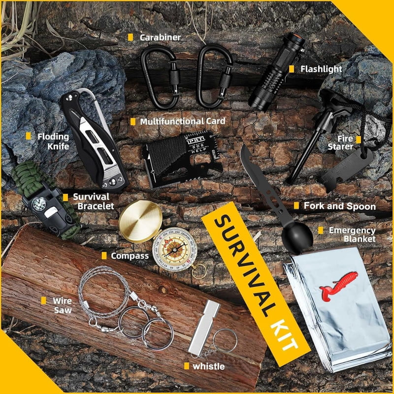 Survival Kits 57 Pcs,Emergency Survival Gear Tools for Outdoor Camping, Hiking,Gifts for Men Dad Husband Teenage Boy