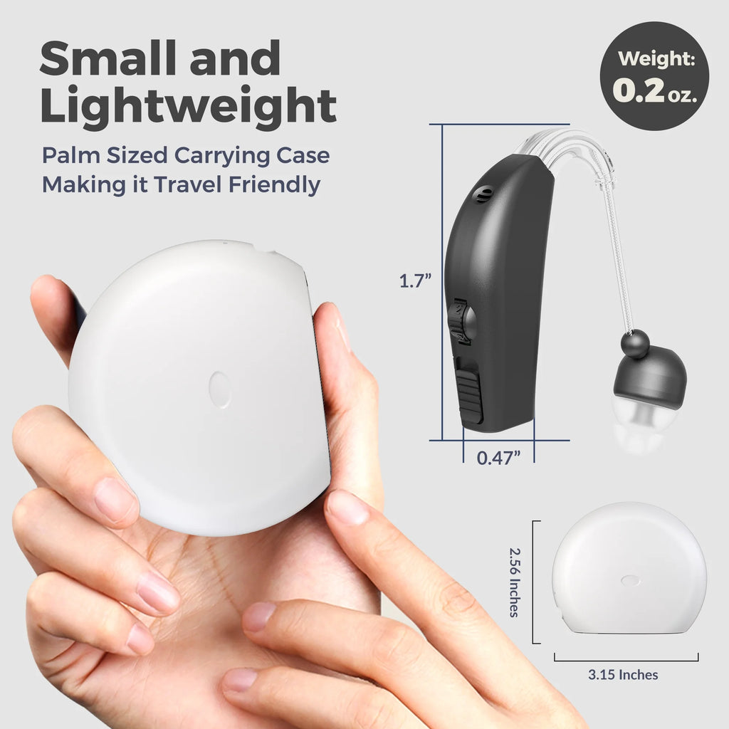 Rechargeable Pair Hearing Aid for Seniors, Personal Sound Amplifier - Black