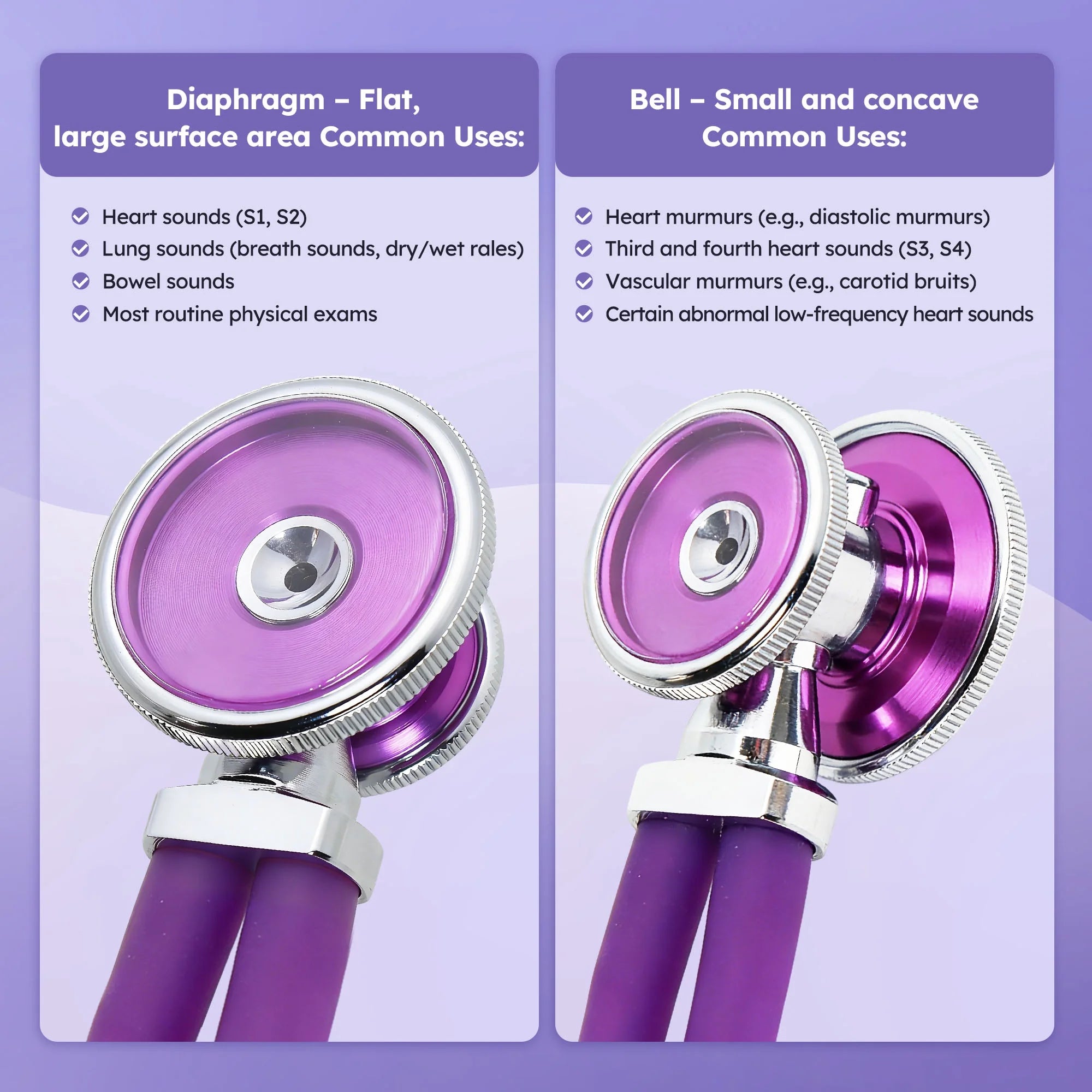Manual Blood Pressure Cuff, Aneroid Sphygmomanometer and Dual Head Stethoscope Kit,Purple