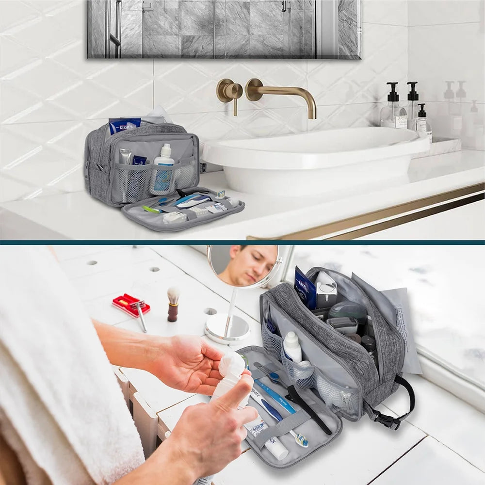 Toiletry Bag for Men, Travel Toiletries Bag | Water-Resistant Dopp Kit, Shaving Pouch Organizer for Accessories, Cosmetic, Hygiene, Grooming Essentials (Heather Grey)