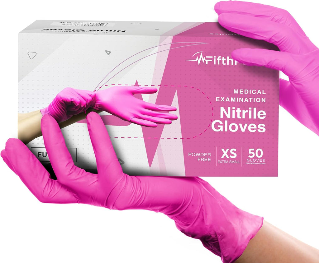 Fuchsia Hot Pink Nitrile Disposable Gloves -3 Mil Medical Exam Nitrile Gloves -Powder and Latex Free