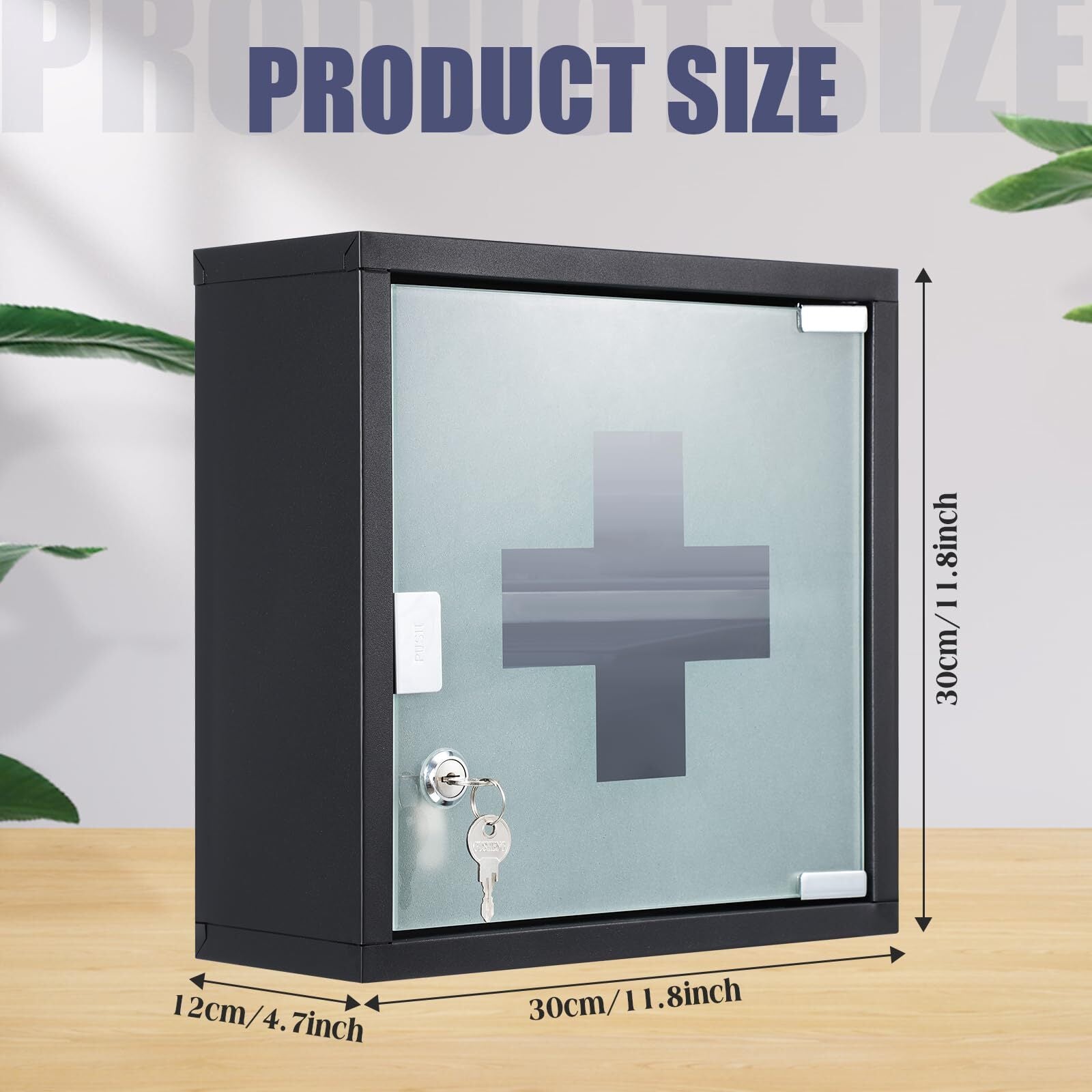 First Aid Wall Cabinet with Lock Medicine Mounted Bathroom Storage Hanging
