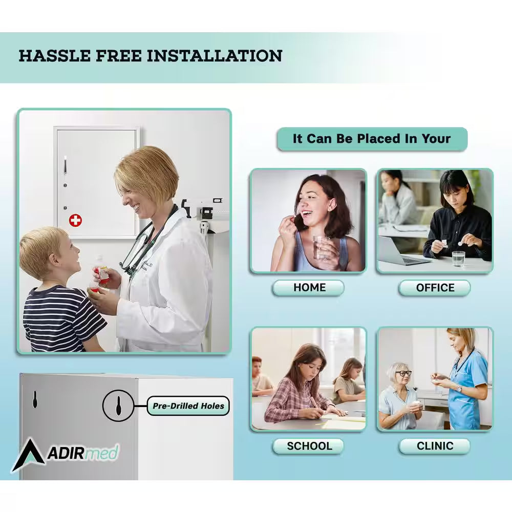 16 In. W X 21 In. H Dual Lock White Surface Mount Medicine Cabinet without Mirror with Pull-Out Shelf