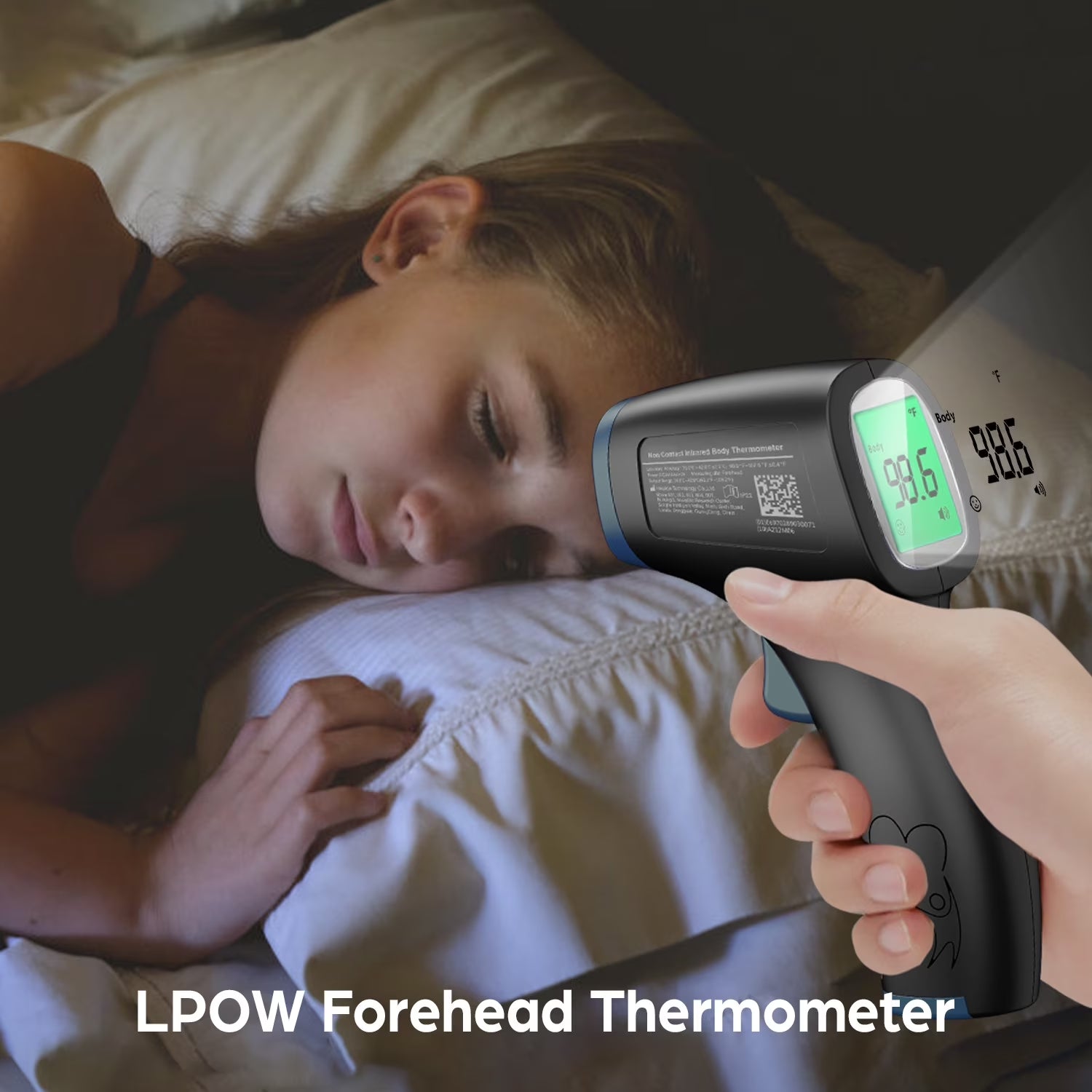 Infrared Digital Forehead Thermometer, 1S Reading, 3 Colors Backlight, 50 Memories Recall, All Ages