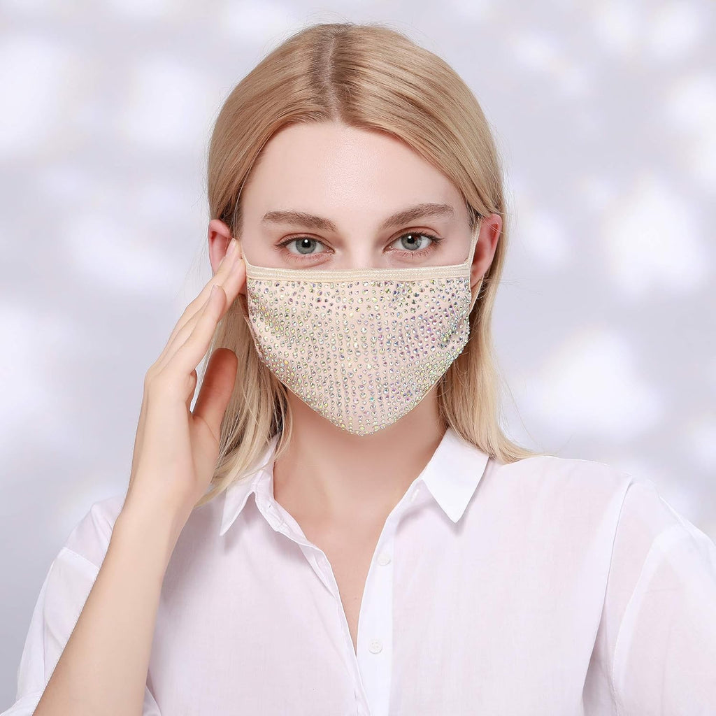 Designer Crystal Face Mask! Machine Washable, Adjustable Ear Strap, Open Pocket, FREE Filter