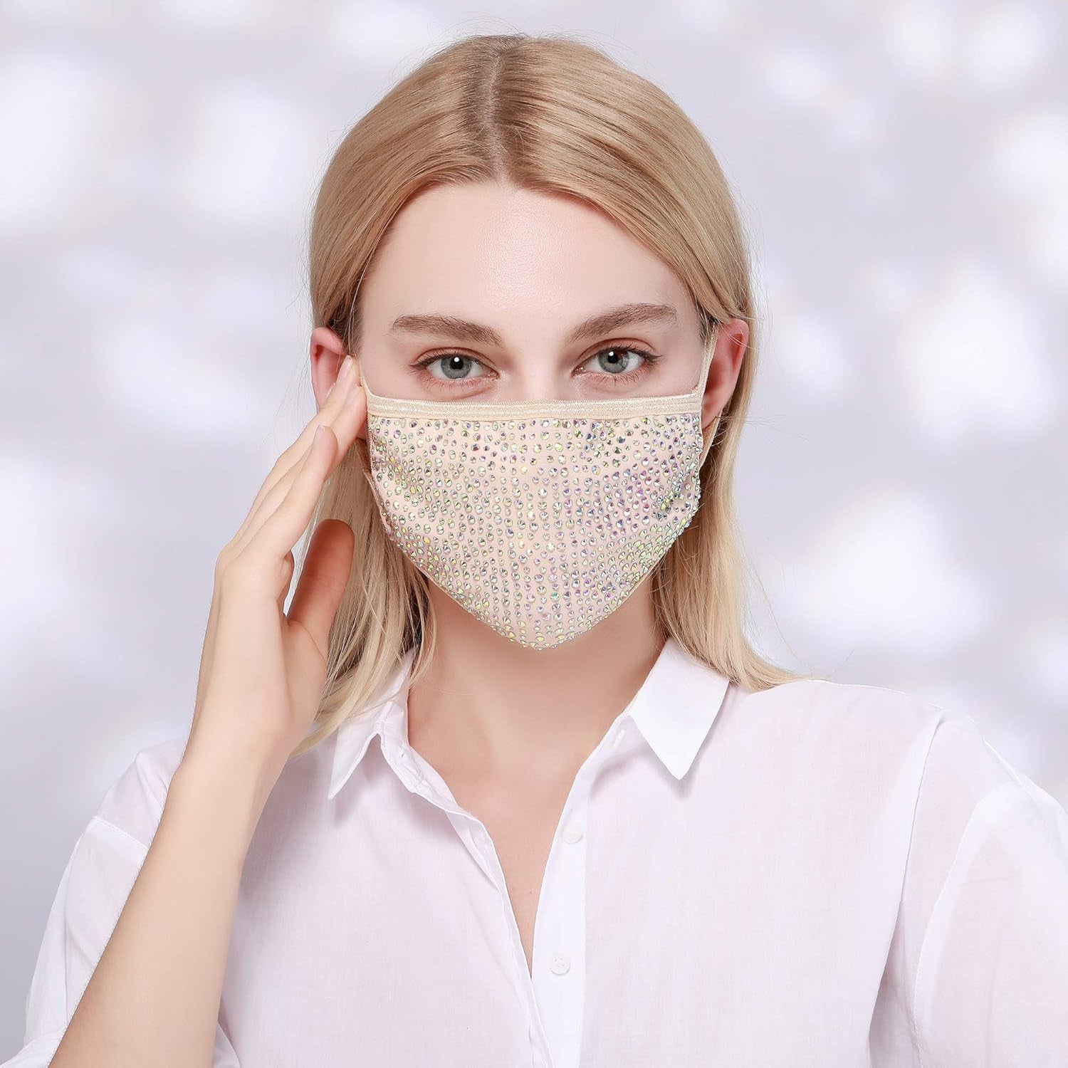 Designer Crystal Face Mask! Machine Washable, Adjustable Ear Strap, Open Pocket, FREE Filter