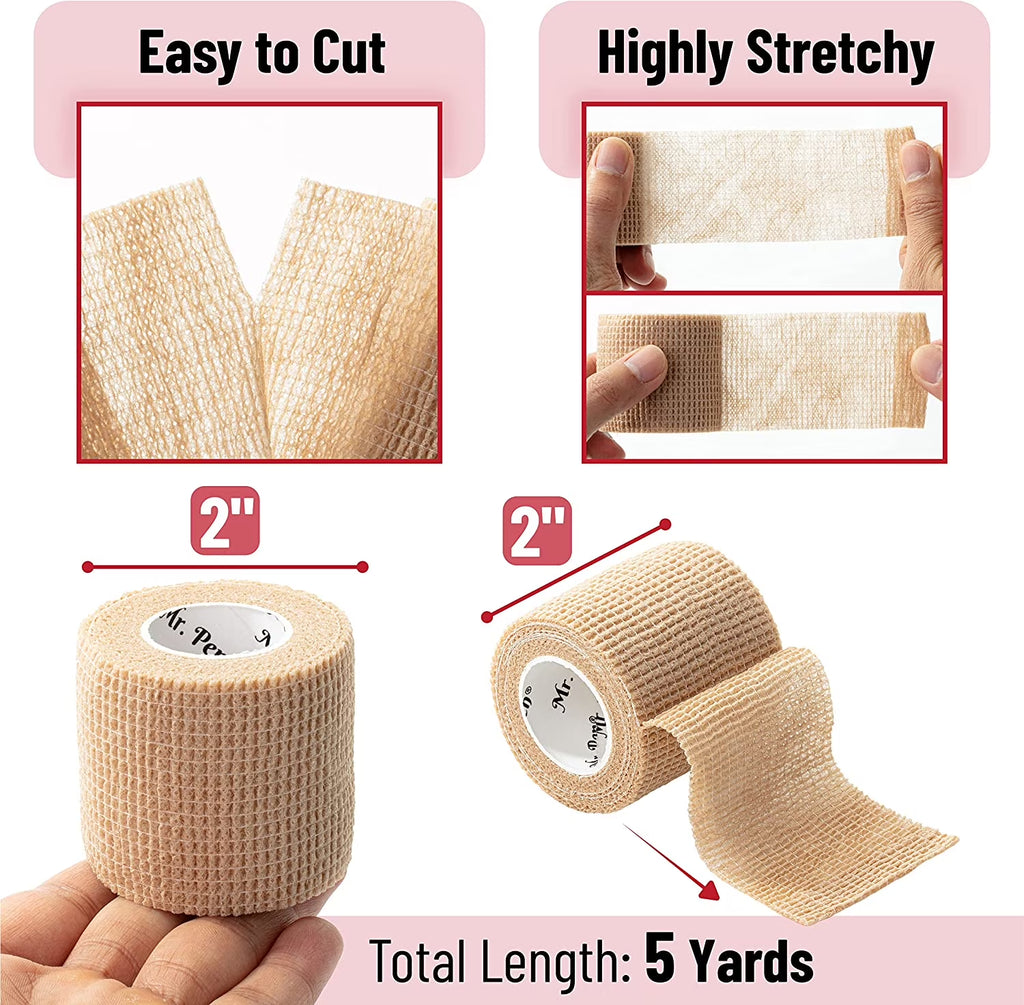- Self Adhesive Bandage Wrap, 6 Pack, Skin Colored, 2“ X 5 Yards