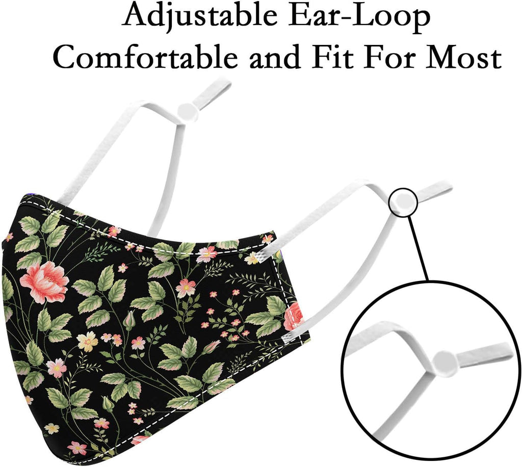 Cloth Face Mask with Reusable Washable-Individually Wrapped Adjustable Face Mask Earloop for Adults