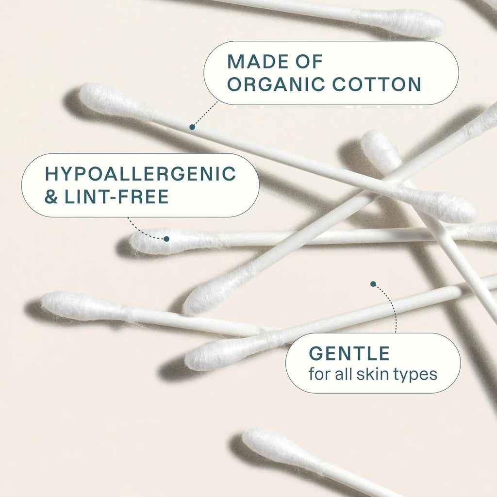 Organic Cotton Swabs, Hypoallergenic Ear Swabs for Travel Size Toiletries, 1500 Count