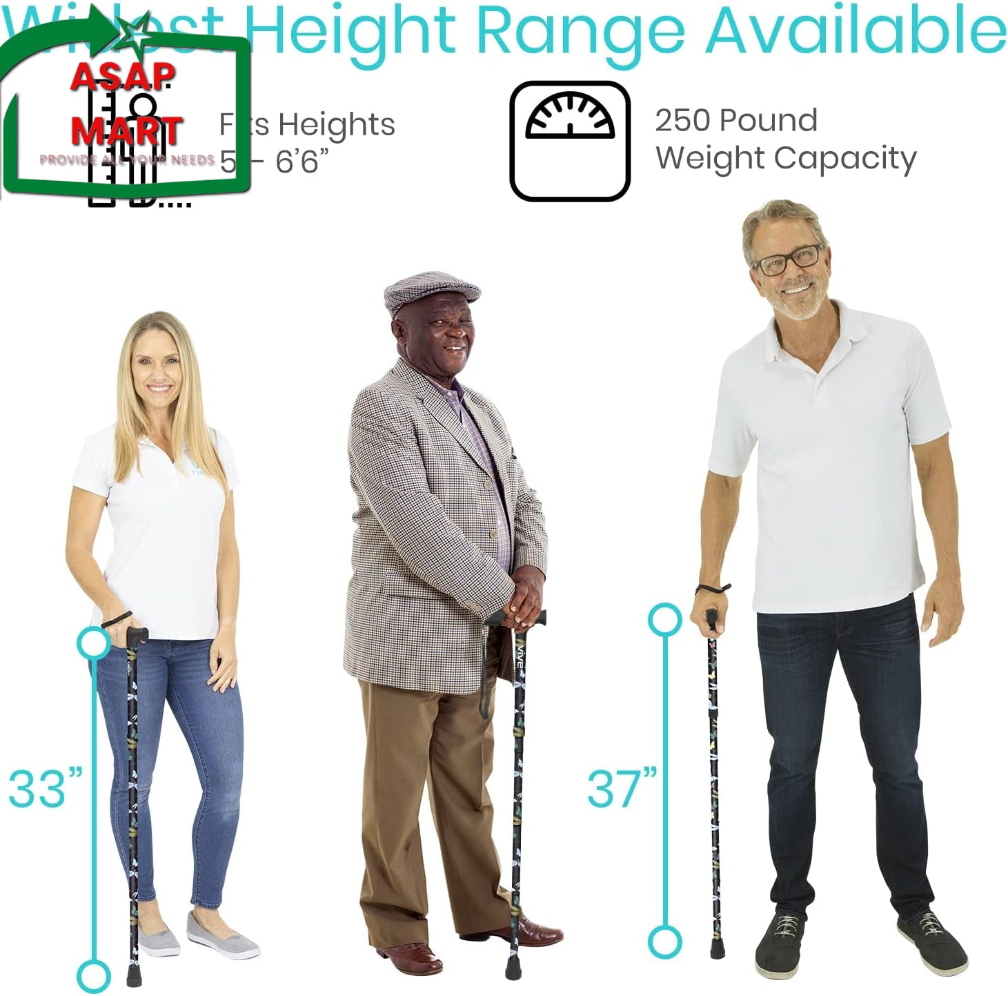 Vive Folding Cane - Foldable Walking for Men, Women Fold-Up, Collapsible, Lightw