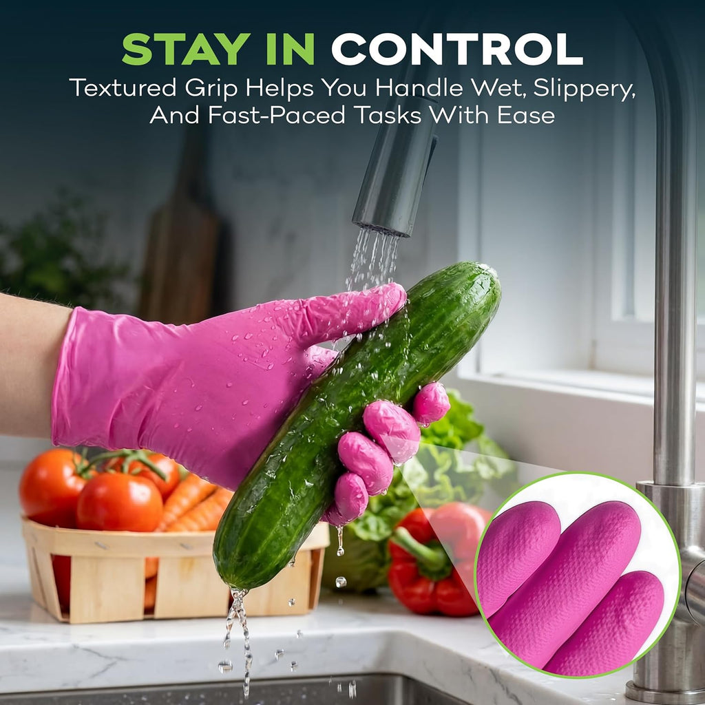 Fuchsia Hot Pink Nitrile Disposable Gloves -3 Mil Medical Exam Nitrile Gloves -Powder and Latex Free