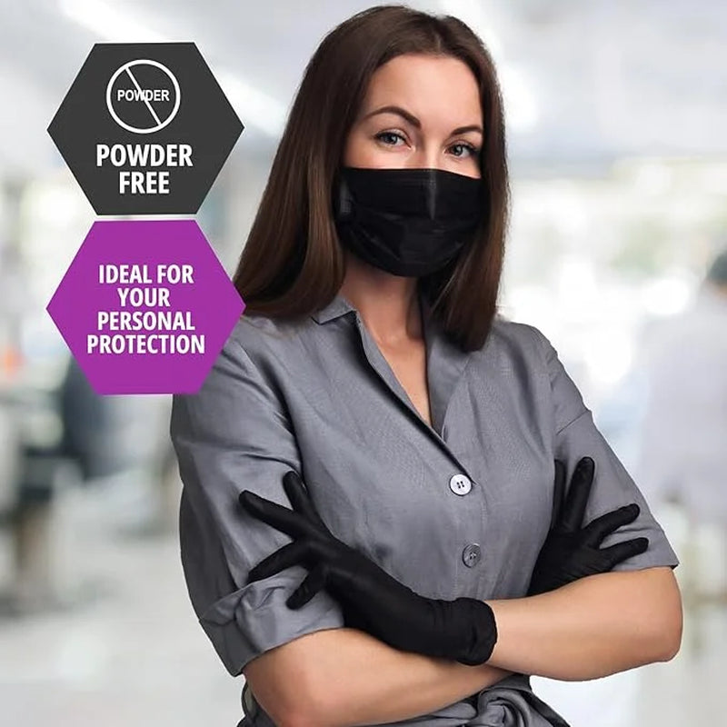 Med Pride Black Nitrile Disposable Gloves 4 Mil Thick, 50 Count Nitrile Gloves Latex-Free, Powder-Free & Non-Sterile, X-Large