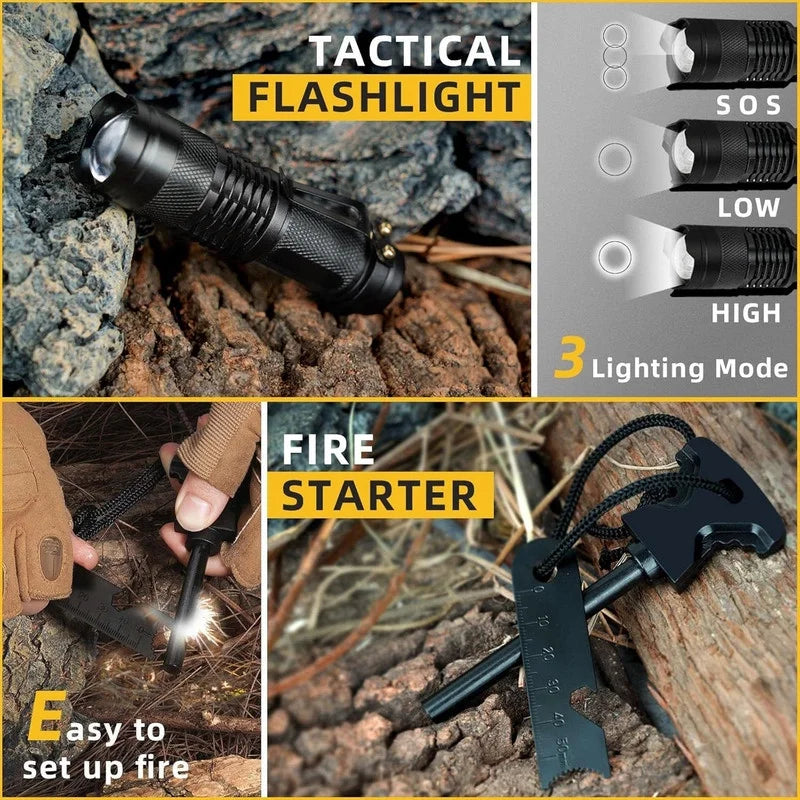 Survival Kits 57 Pcs,Emergency Survival Gear Tools for Outdoor Camping, Hiking,Gifts for Men Dad Husband Teenage Boy