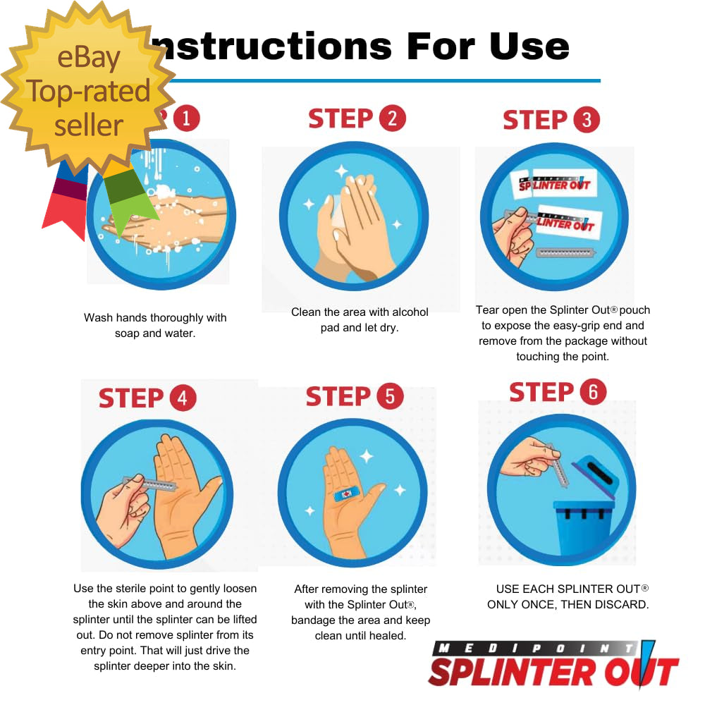 Splinter Out Splinter Remover 20 Count (Pack of 5) Pulling Plastic
