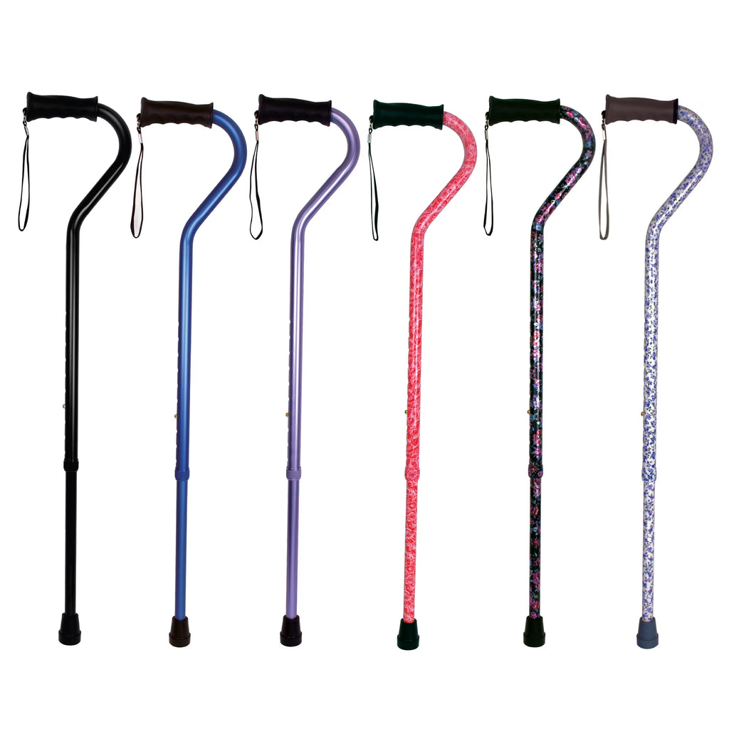 Ergo Offset Adjustable Handle Walking Cane for All Occasions, Black, 250 Lb Weight Capacity