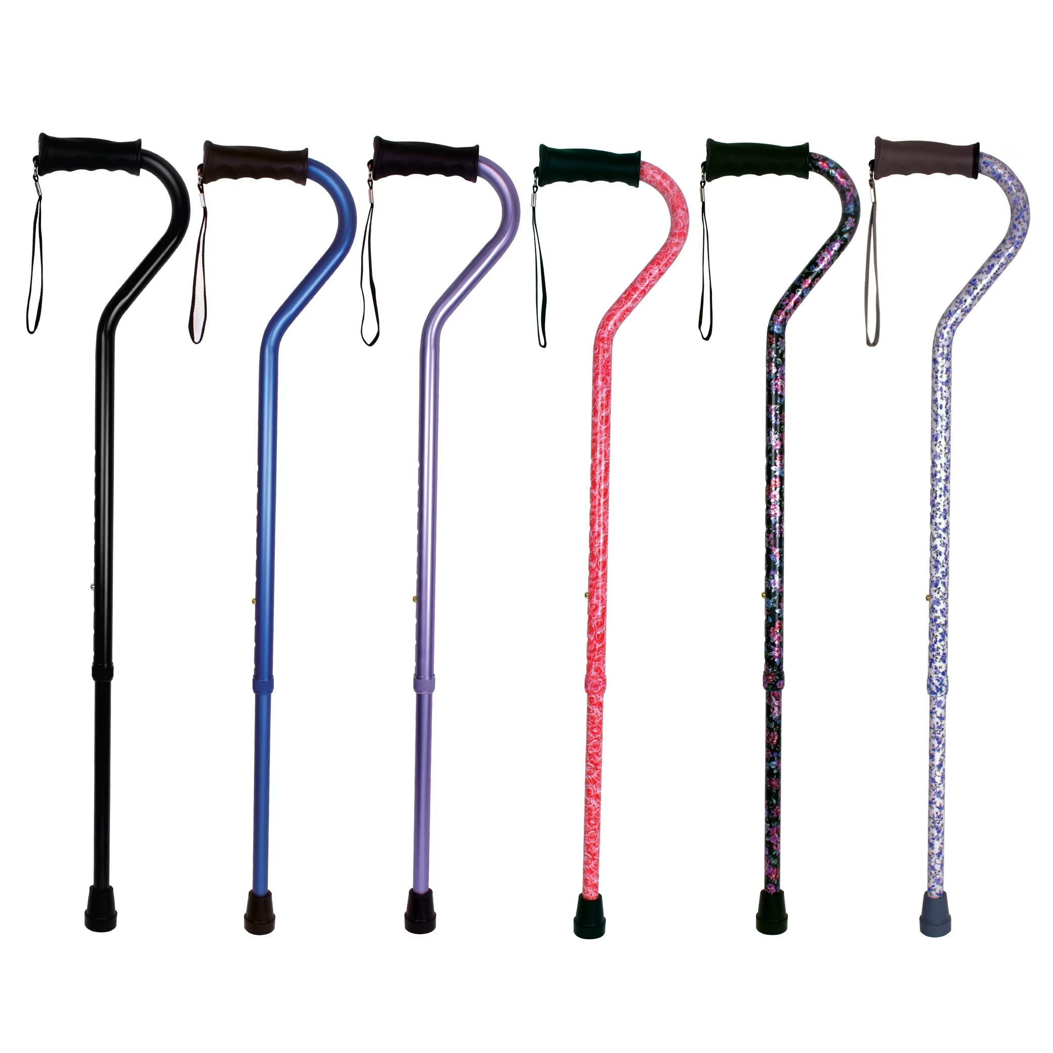 Ergo Offset Adjustable Handle Walking Cane for All Occasions, Black, 250 Lb Weight Capacity