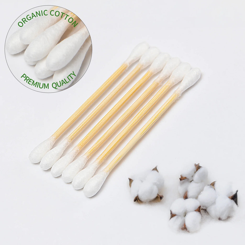 1000 Count Bamboo Cotton Swabs, round Double-Headed Cotton Buds Wooden Sticks for Makeup，Ear Cleaning