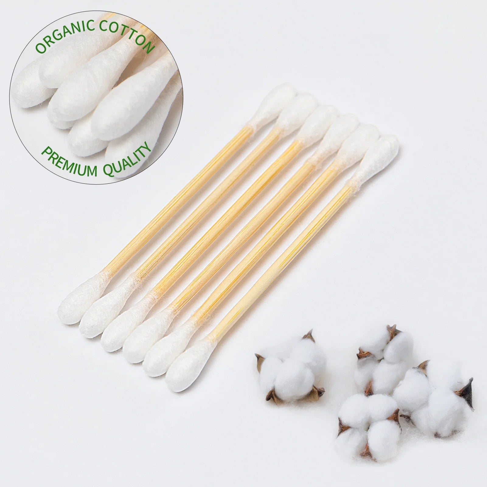 1000 Count Bamboo Cotton Swabs, round Double-Headed Cotton Buds Wooden Sticks for Makeup，Ear Cleaning