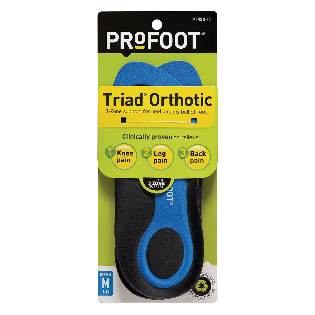 Triad Orthotic Insoles for Knee, Leg & Back Pain, Men'S 8-13, 1 Pair