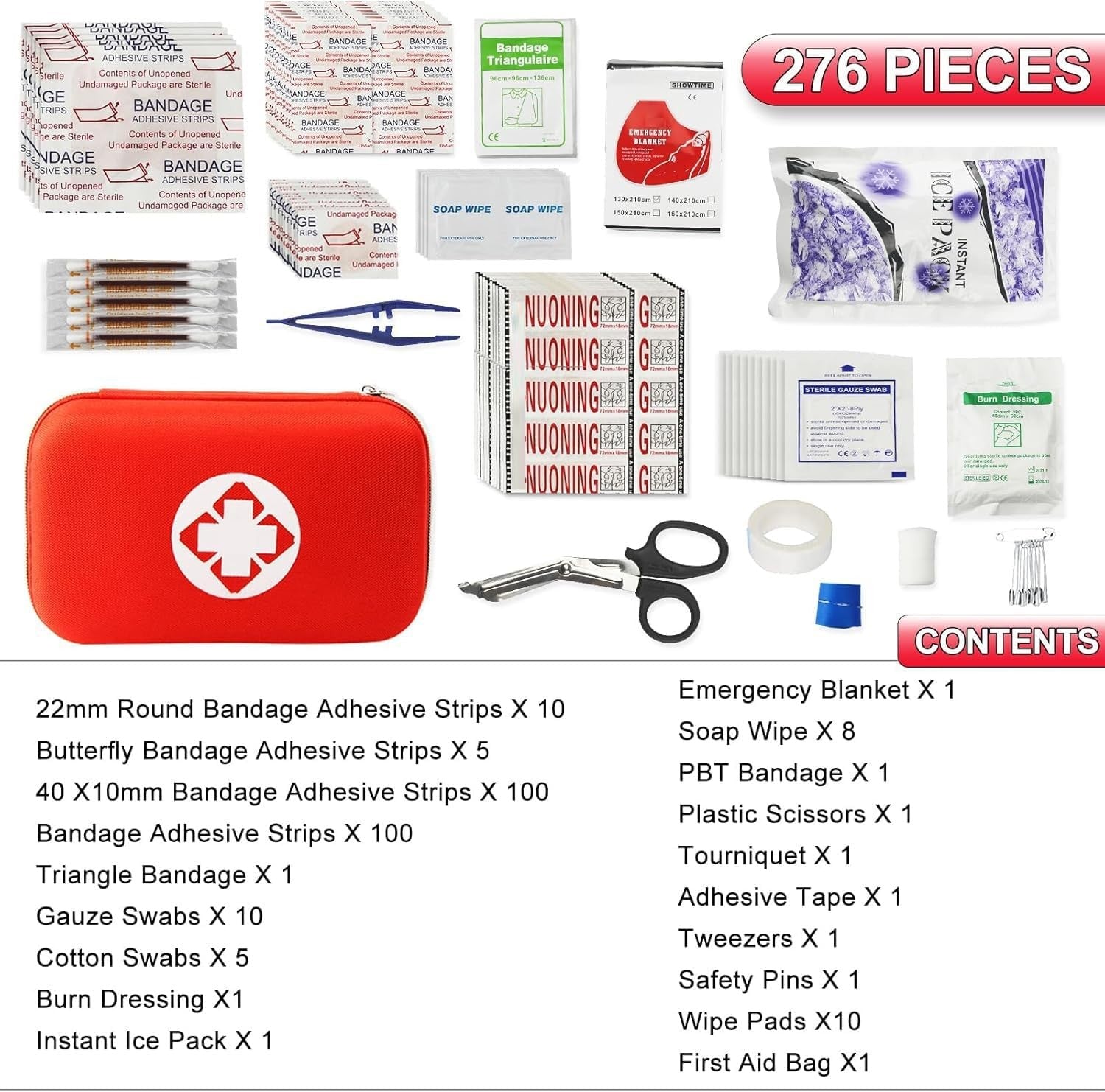 AMORNING 276Pc First Aid Kit Compact Travel Bag